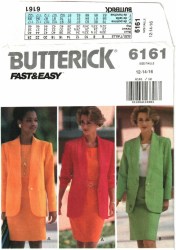 6161 Butterick  EZ 1 BUTTON LONGER COLLAR JACKET, TOP, SKIRT PATTERN 6-10 uncut